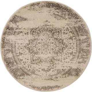 KIRA Creme/Brun Tæppe - Rund / ø 120 cm / Hvid