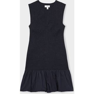 Reiss Reiss Navy Belinda Cotton Shirred Bubble-Hem Mini Dress