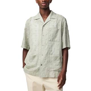 NN07 Ben Lyocell Fil-Coupé Embroidery Anglaise Shirt Sage Green