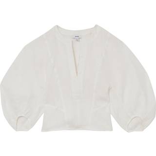 Reiss Reiss Ivory Remi Linen Balloon-Sleeve Top