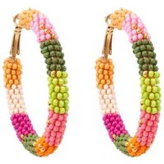 Bibi Bijoux Bibi Bijoux Pink Multicolour Beaded Hoops Earrings