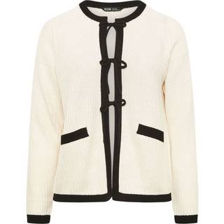 Yours Curve Yours Curve Natural Contrast Tie Front Knitted Cardigan