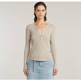 Deep V Slim Top - Beige - Women