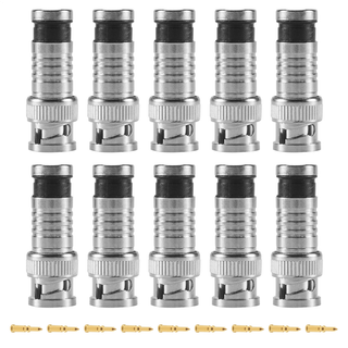 10 stk. BNC-kompressionsstik til koaksial RG59-kabel CCTV-kameraer