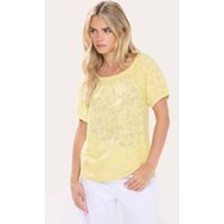 M & Co M & Co Yellow Petite Burnout Scoop Neck Top