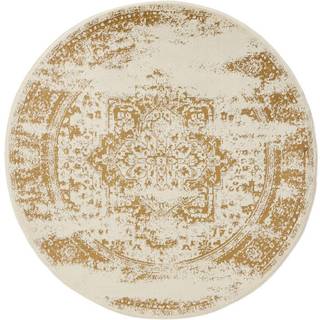 KIRA Creme/Gul Tæppe - Rund / ø 160 cm / Hvid