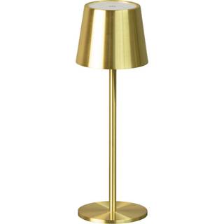 LED-bordlampe med batteri Roxi, messingfarvet, metal, IP54 Dæmper