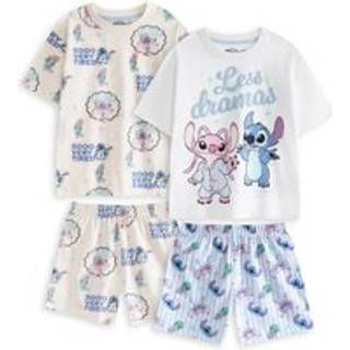 Vanilla Underground Vanilla Underground White Girls Disney Lilo & Stitch Multicoloured Short Sleeve Short Leg Pyjama Set Multi Pack of 2