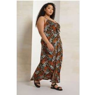 Yours Curve Yours Curve Black Leaf Print Maxi Dress