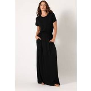 Lts Tall Black Shirred Waist Maxi Dress 22-24 Lts | Tall Women's Maxi Dresses