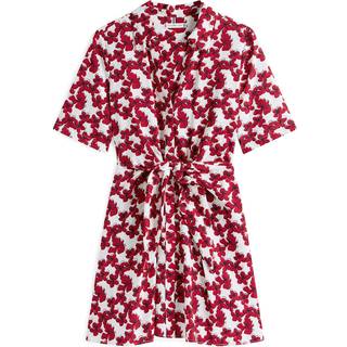 Textured Tie Front Mini Shirt Dress