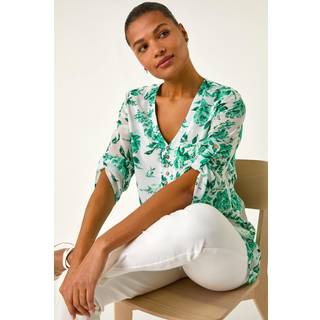 Roman Roman Blomster Tryk V-hals Button Front Top