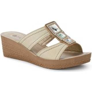 Pavers Pavers Gold Extra Cushioned Slip On Wedge Mules