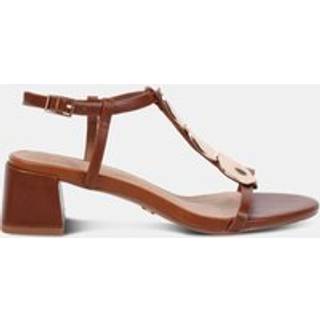 Novo Novo Brown Wide Fit MAGDA Hardware Detail Block Heel Sandals