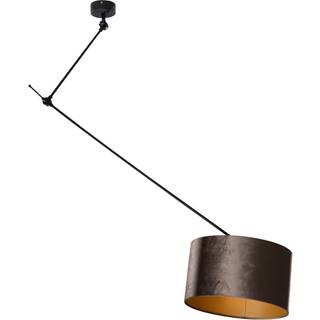 Pendellampe Sort med Fløjlsskærm Brun 35cm - Blitz