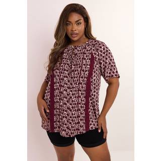 Yours Curve Yours Curve Pink Short Sleeve Boho Pintuck Blouse