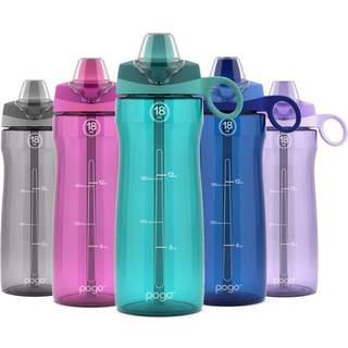 Pogo BPA-fri tritan plast vandflaske med blødt halm låg 18 oz teal
