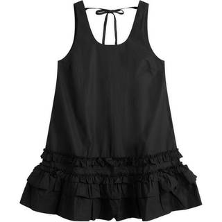 Cotton Poplin U-neck Mini Dress W0905 - Black - GANNI - Sort M