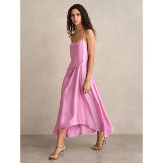 Reiss Reiss Pink Zoey Satin Drape-Detail Slip Dress