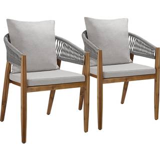 Havestol Manacor, rebdesign - greige,Sæt med 2 stk.