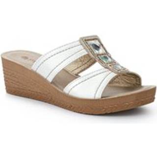 Pavers Pavers White Extra Cushioned Slip On Wedge Mules