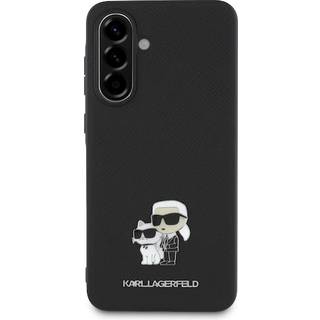 Samsung Galaxy A36 Karl Lagerfeld Saffiano Metal Karl and Choupette Cover - Sort