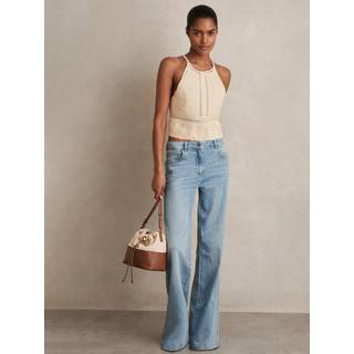 Reiss May Cotton Crochet Tie-Back Cropped Top40