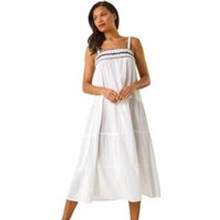 Roman Roman White Ric Rac Trim Midi Dress - EU 46 (UK 18)