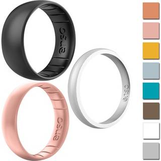 ENSO Rings Halo Elements Silikonring - Stackbart bröllopsengagemang - Tunt minimalistband - 2,54 mm bred 1,5 mm tjock - Kopparfärgad storlek 7