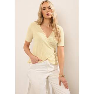 Lts Tall Yellow Pointelle Knit Wrap Top 14 Lts | Tall Women's Summer Tops