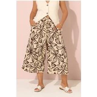 Yours Curve Yours Curve Brown Crinkle Cropped Trousers