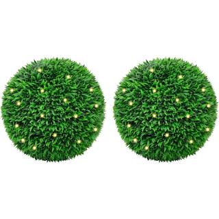 Kunstige Buksbomkugler Med Led-Lys Grøn - 55 cm