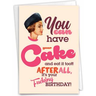 Nobleworks - 1 Sjov fødselsdag lykønskningskort - Sassy Bday -kort til kvindepapirhumor - har din kage c7019bdg