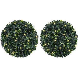 Kunstige Buksbomkugler Med Led-Lys Grøn - 45 cm
