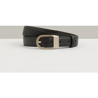 Reiss Reiss Black Hazel Leather Curved-Buckle Belt