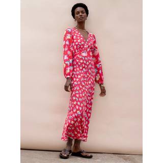 Ro & Zo Ro & Zo Pink Carnation Ditsy Print Tie Back Dress - EU 42 (UK 14)