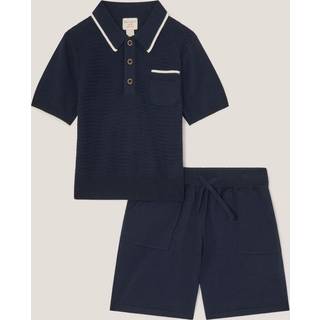 Monsoon Monsoon Blue Knitted Polo Shirt and Shorts Set