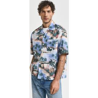 Gant Island Print Short Sleeve Shirt Blue