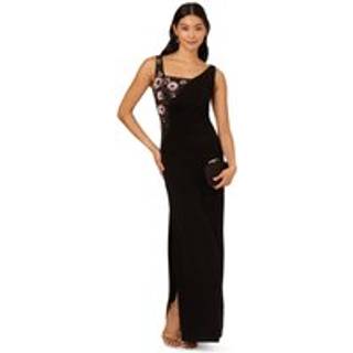 Adrianna Papell Adrianna Papell Bead Jersey Long Black Dress