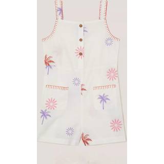 Monsoon Monsoon Natural 100% Cotton Palm Tree Embroidered Playsuit