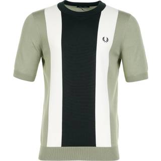Fred Perry Vertical Stripe Knit T Shirt Green