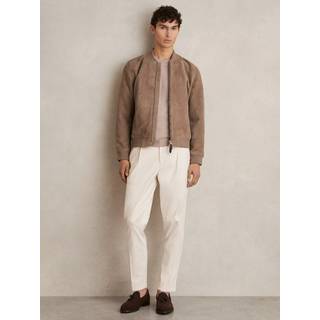 Reiss Reiss Mink Brick Suede Zip-Through Bomber Jacket