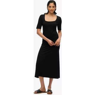 Superdry Superdry Black Short Sleeve Square Neck Midi Jersey Dress - 12