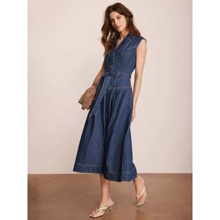 Mint Velvet Mint Velvet Drop Waist Collared Denim 100% Bomuld Kjole - EU 46 (UK 18)