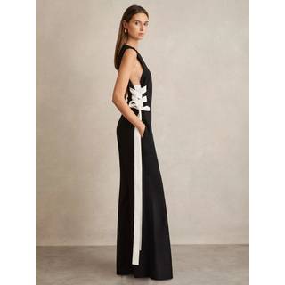 Reiss Reiss Navy/White Emma Lace-Up Side Wide-Leg Jumpsuit
