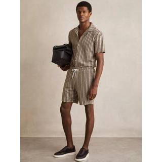 Reiss Reiss Tobacco Brown Teti Zig-Zag Knit Drawstring Shorts