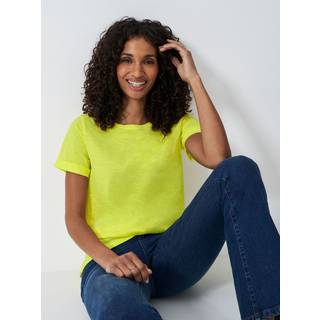Crew Clothing Crew Clothing Yellow Slub Crew Neck 100% Cotton T-Shirt
