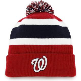 47 MLB unisex -voksne primære logo Breakaway Team Farve Primært logo Matchetteret Strik Beanie Hat Koldt vejrhat En størrelse - Washington Nation
