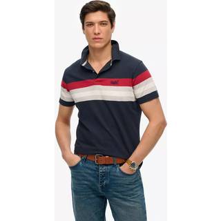 Superdry Stripes Polo T Shirt Navy