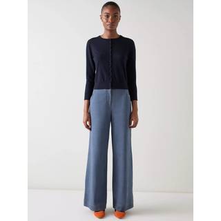 LK Bennett LK Bennett Lottie Midnight Ensfarvet Merinould Cardigan i Fine Gauge